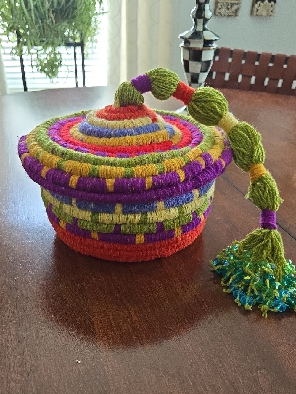 Hand Woven Wool Fiber Basket And Lid